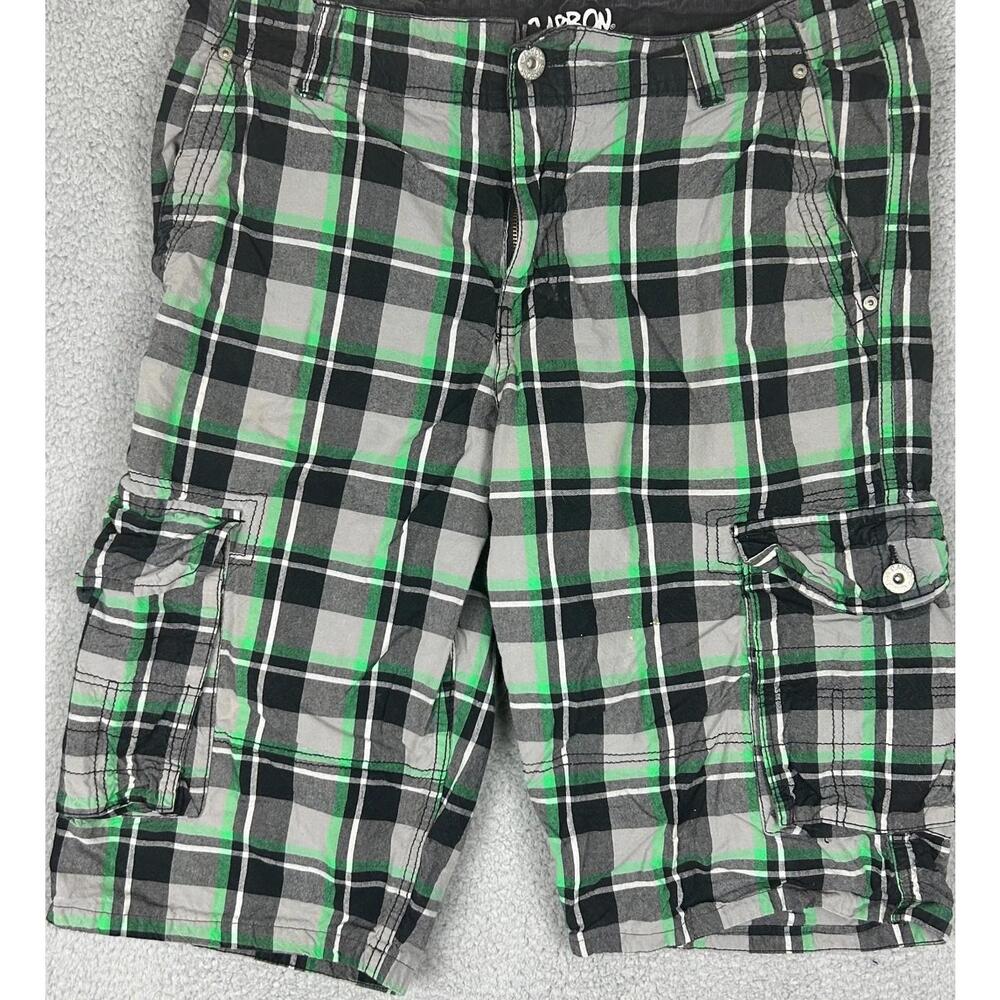 Carbon Mens Cargo Pockets Shorts 34 Multicolor Plaid Design Summer Wear Photos - Picture 3 of 11